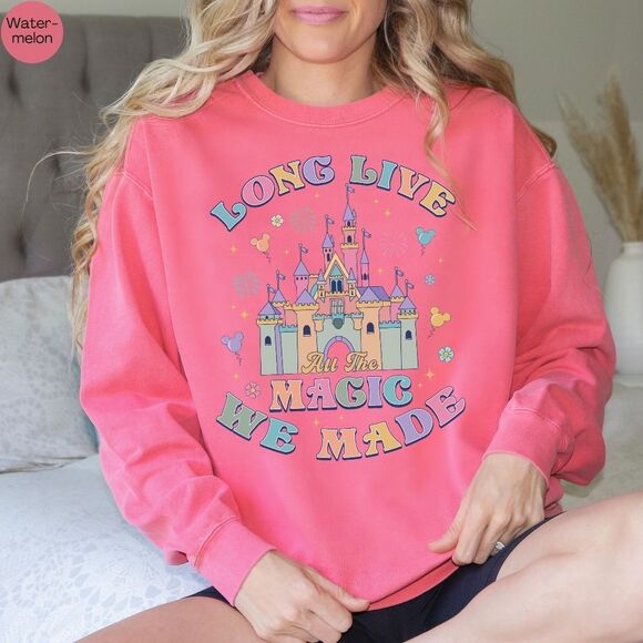 Disney Parks Castle Pastel Rainbow Magic We Made Sweatshirt - Picture 4 of 14